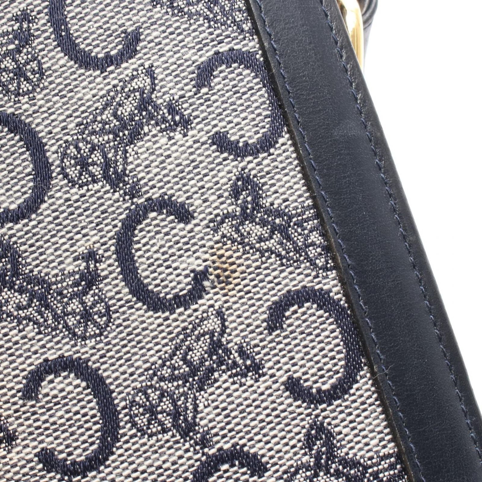 Celine Shoulder Bag C Macadam Carriage Gray Navy Canvas Leather — view 6