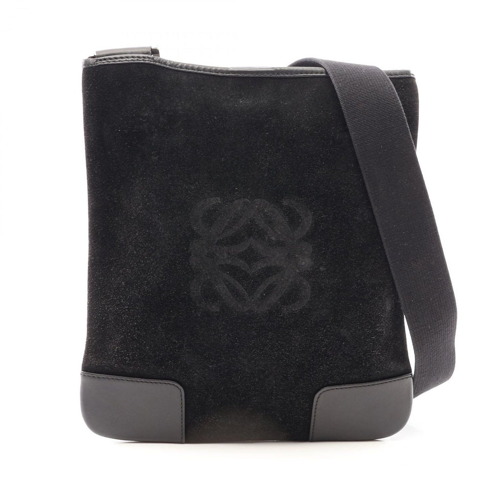 Loewe Shoulder Bag Anagram Black Suede Leather