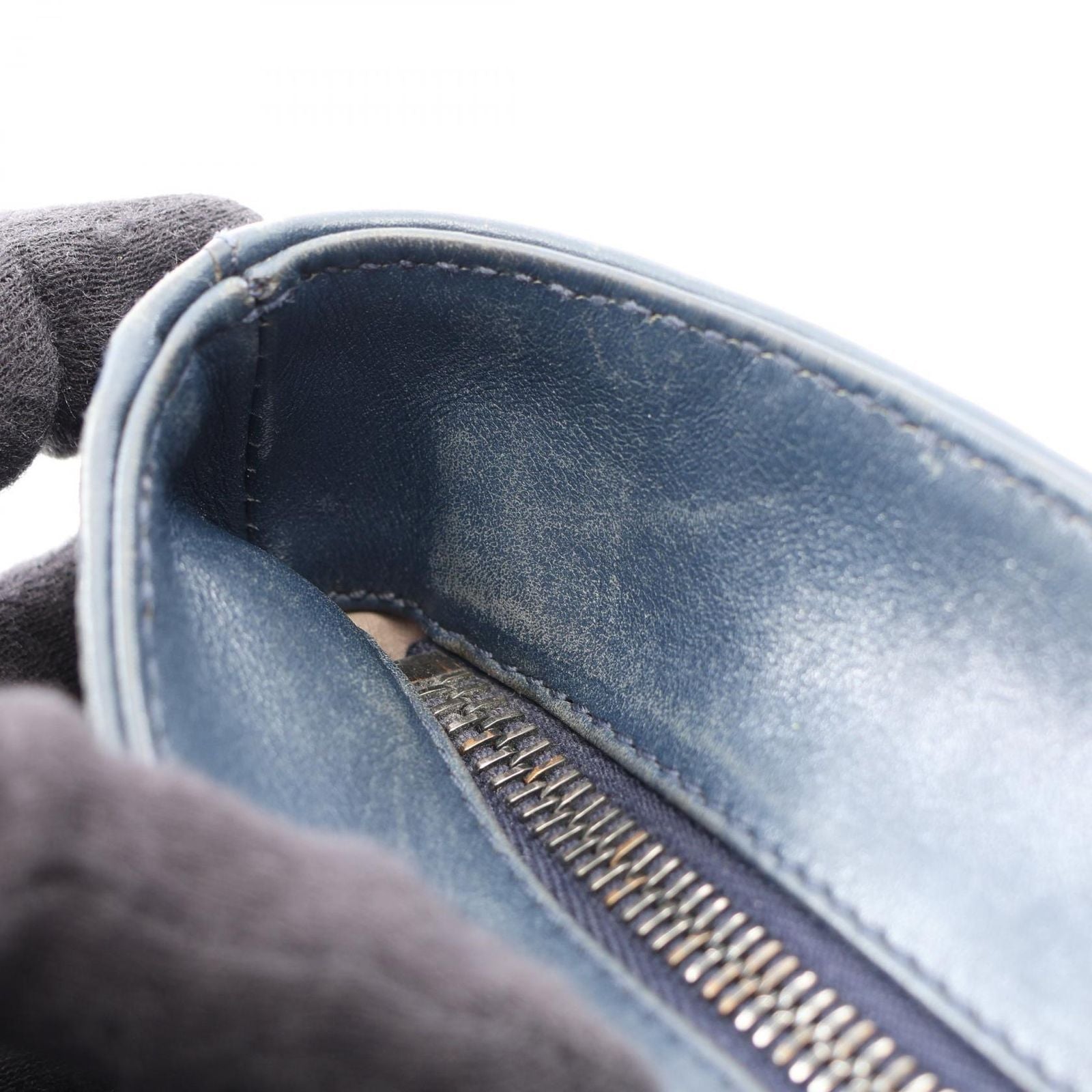 Bottega Veneta Shoulder Bag Intrecciato Navy Leather — view 6
