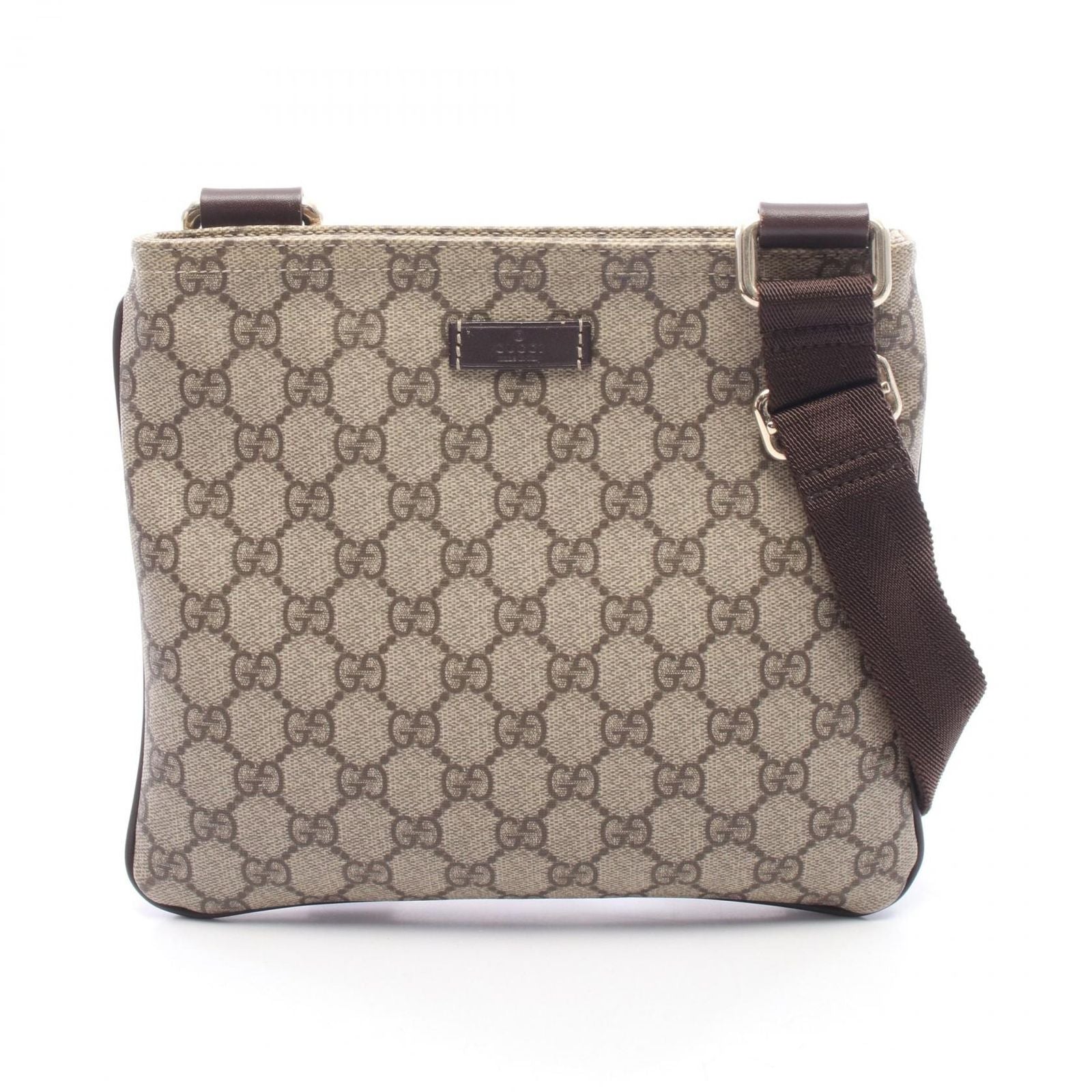 Gucci Shoulder Bag GG Supreme Beige Canvas Leather