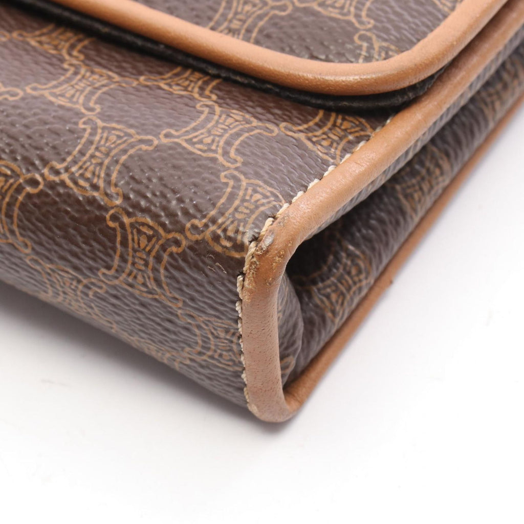 Celine Shoulder Bag Macadam Brown Canvas Leather — view 8