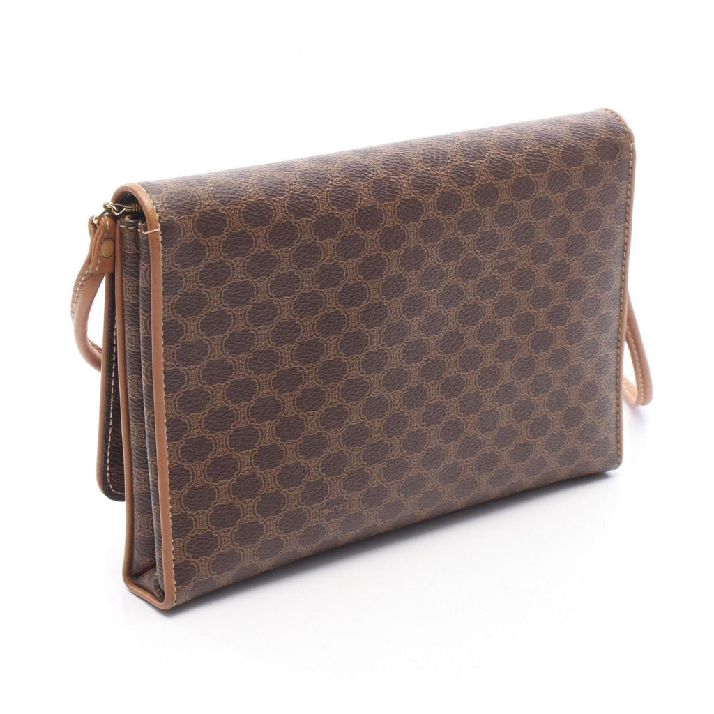 Celine Shoulder Bag Macadam Brown Canvas Leather — view 2