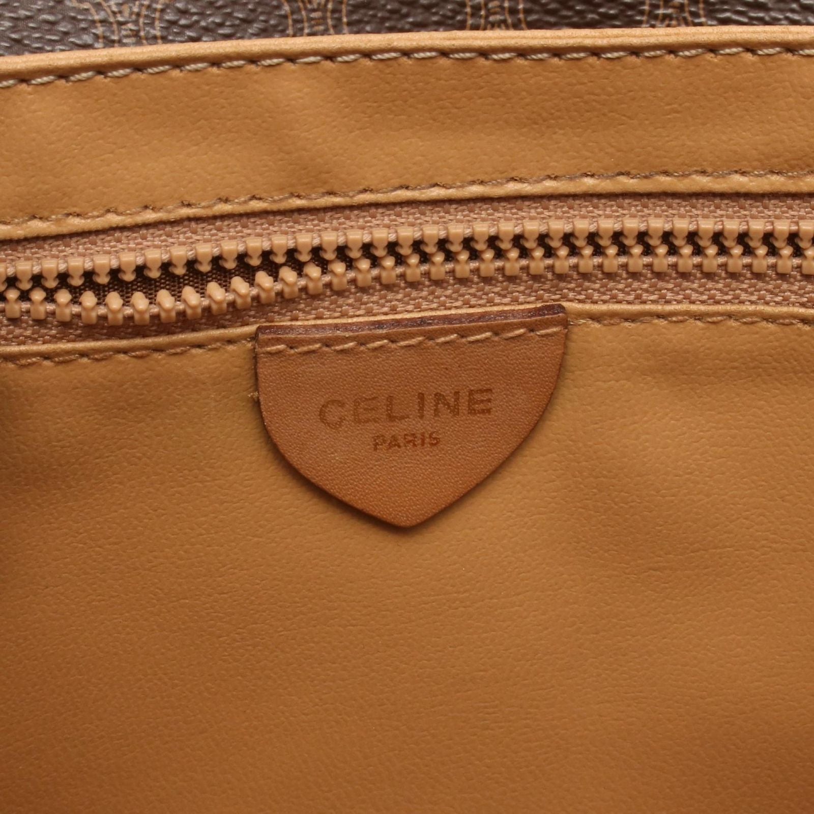 Celine Shoulder Bag Macadam Brown Canvas Leather — view 4