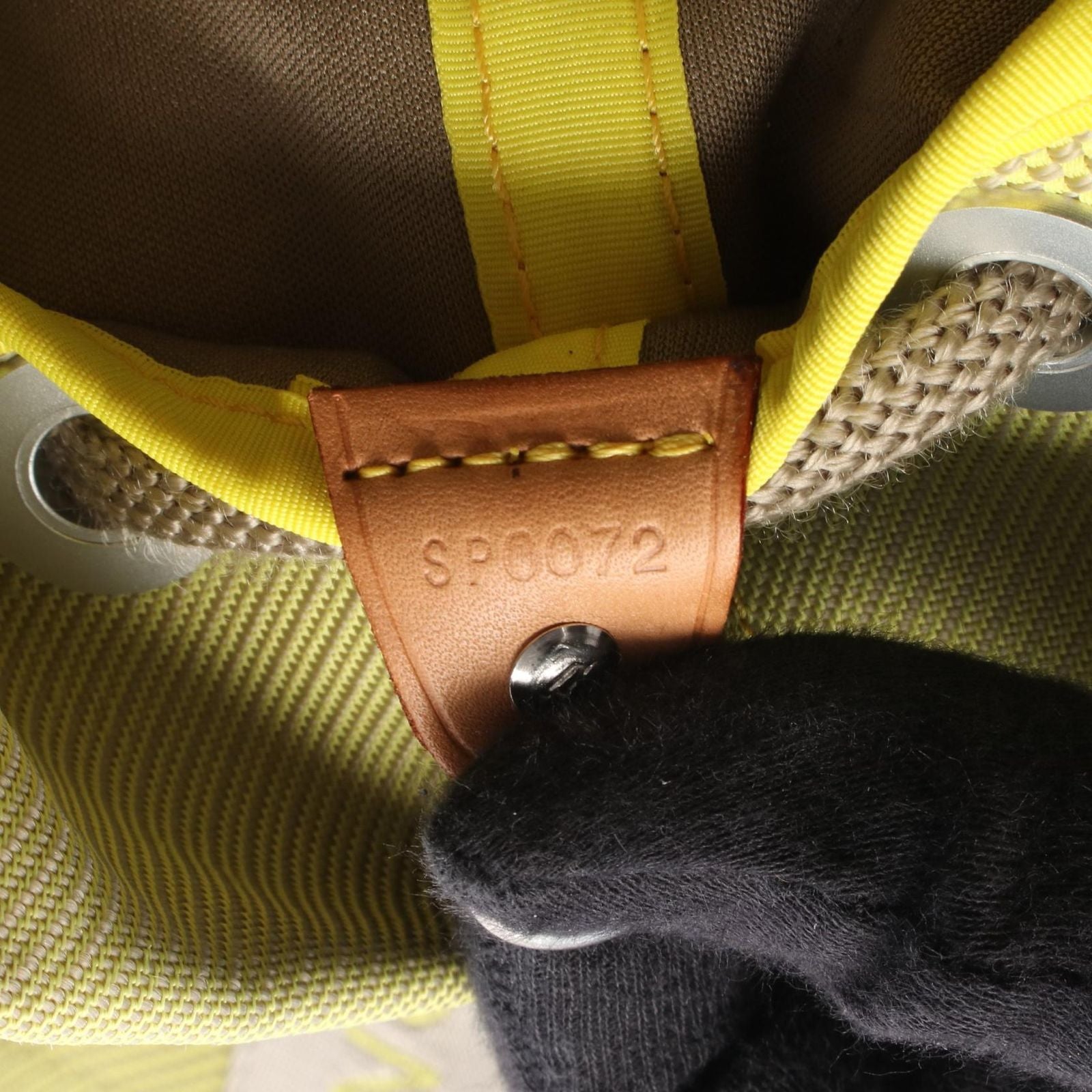 Louis Vuitton Shoulder Bag Volunteer Lime Nylon Leather Damier Jean — view 5