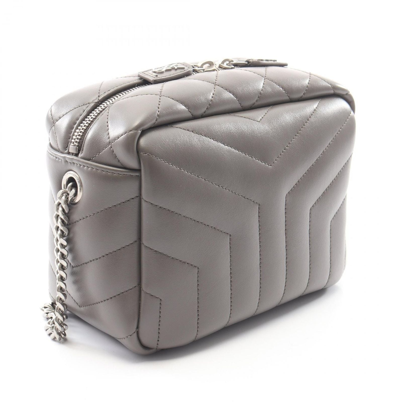 Saint Laurent Paris Shoulder Bag Loulou Gray Leather — view 2