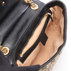 Gucci Shoulder Bag GG Marmont Quilted Small Beige Brown Black Canvas Leather — view 3