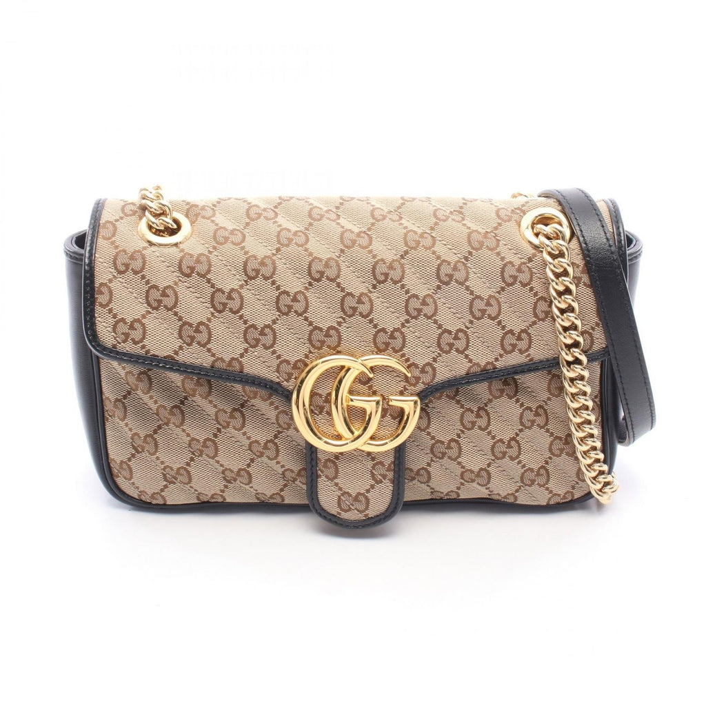 Gucci Shoulder Bag GG Marmont Quilted Small Beige Brown Black Canvas Leather