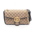 Gucci Shoulder Bag GG Marmont Quilted Small Beige Brown Black Canvas Leather
