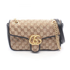 Gucci Shoulder Bag GG Marmont Quilted Small Beige Brown Black Canvas Leather