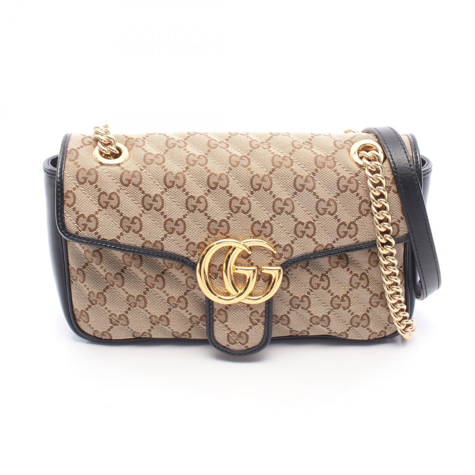 Gucci Shoulder Bag GG Marmont Quilted Small Beige Brown Black Canvas Leather
