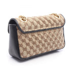 Gucci Shoulder Bag GG Marmont Quilted Small Beige Brown Black Canvas Leather — view 2
