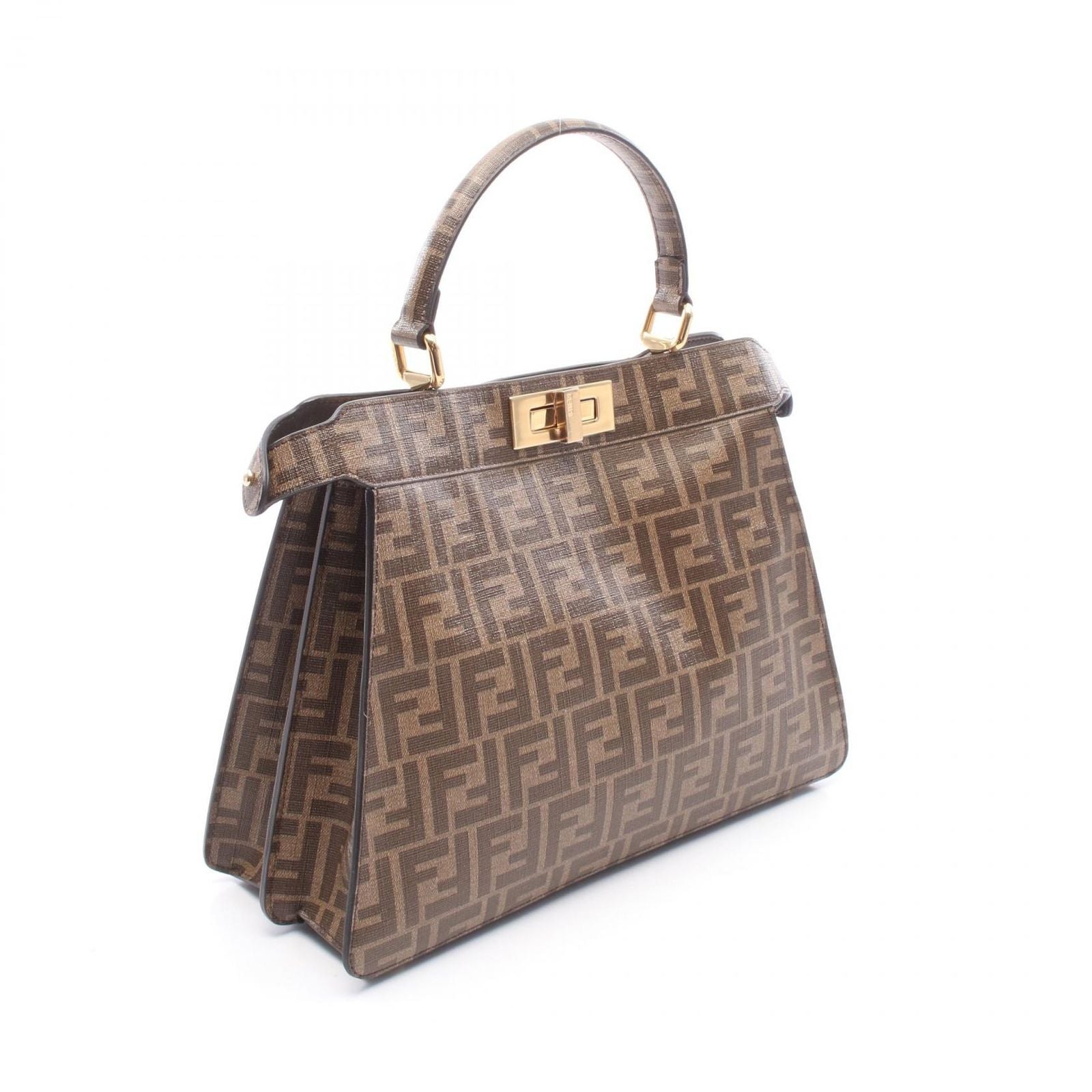 Fendi Peekaboo ISeeU 2-Way Brown Dark Canvas Patent Zucca Regular Handbag — view 2