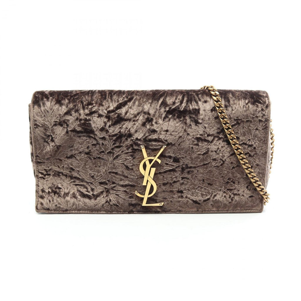 Saint Laurent Paris Shoulder Bag Kate 99 Brown Fabric 99 Chain