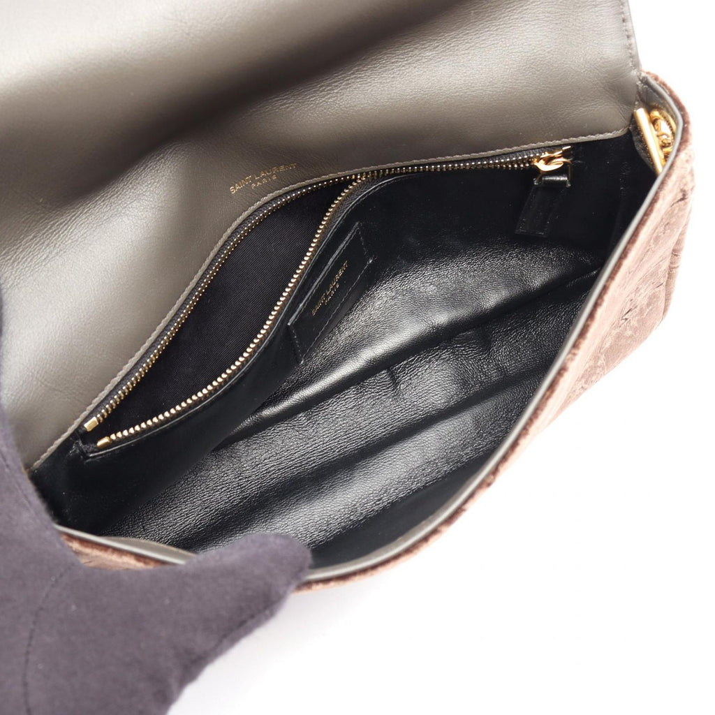 Saint Laurent Paris Shoulder Bag Kate 99 Brown Fabric 99 Chain — view 3