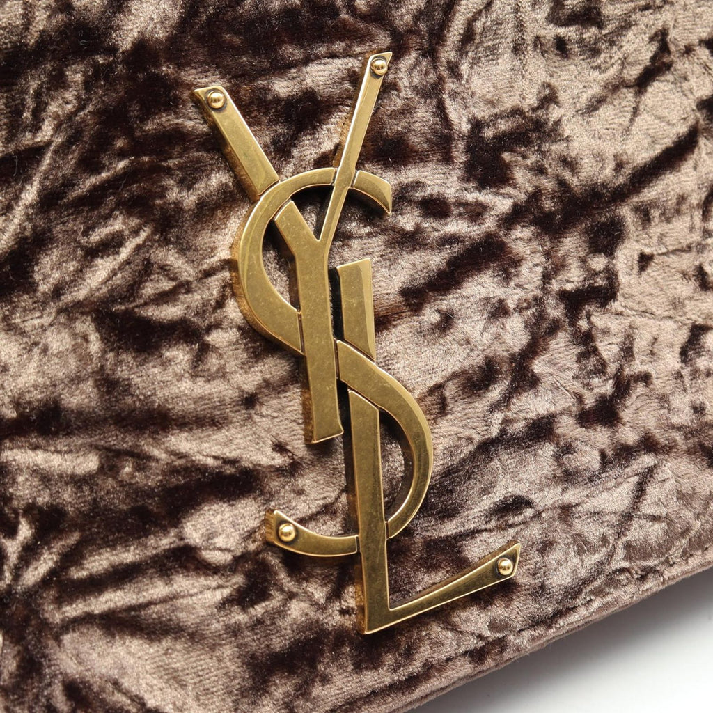 Saint Laurent Paris Shoulder Bag Kate 99 Brown Fabric 99 Chain — view 7