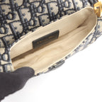 Dior Handbag Saddle Bag Mini Oblique Jacquard 2-Way Ivory Navy Canvas Leather — view 3