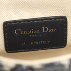 Dior Handbag Saddle Bag Mini Oblique Jacquard 2-Way Ivory Navy Canvas Leather — view 4