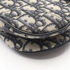 Dior Handbag Saddle Bag Mini Oblique Jacquard 2-Way Ivory Navy Canvas Leather — view 8