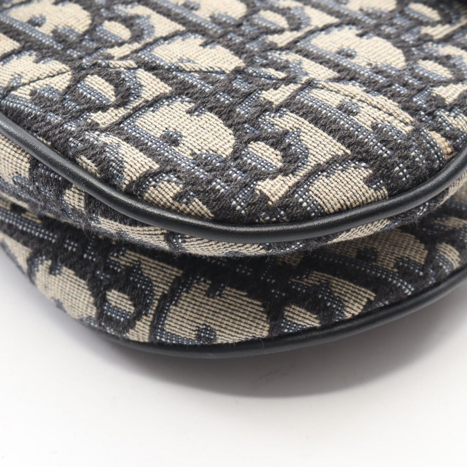 Dior Handbag Saddle Bag Mini Oblique Jacquard 2-Way Ivory Navy Canvas Leather — view 8