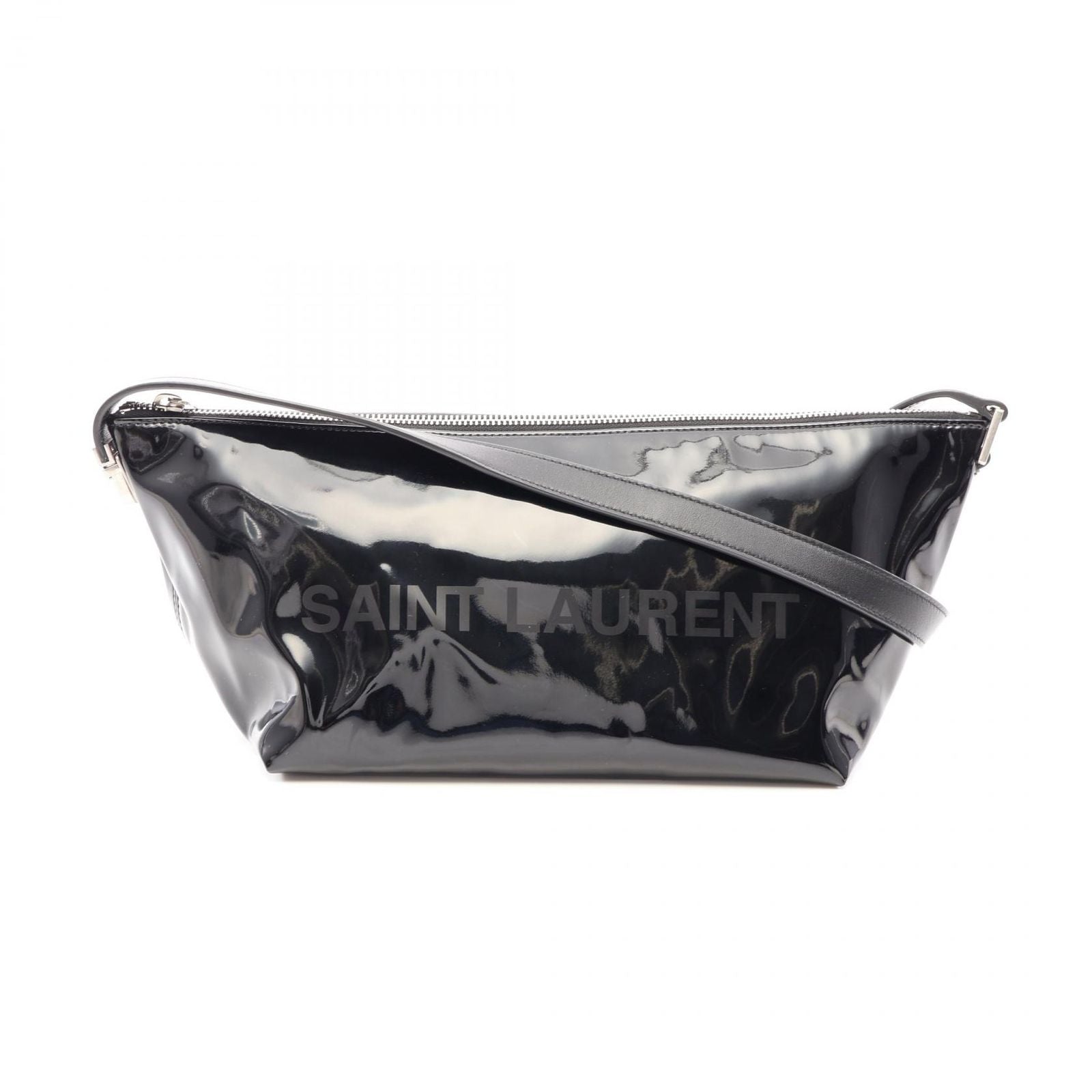 Saint Laurent Paris Shoulder Bag Black Enamel Logo Cross