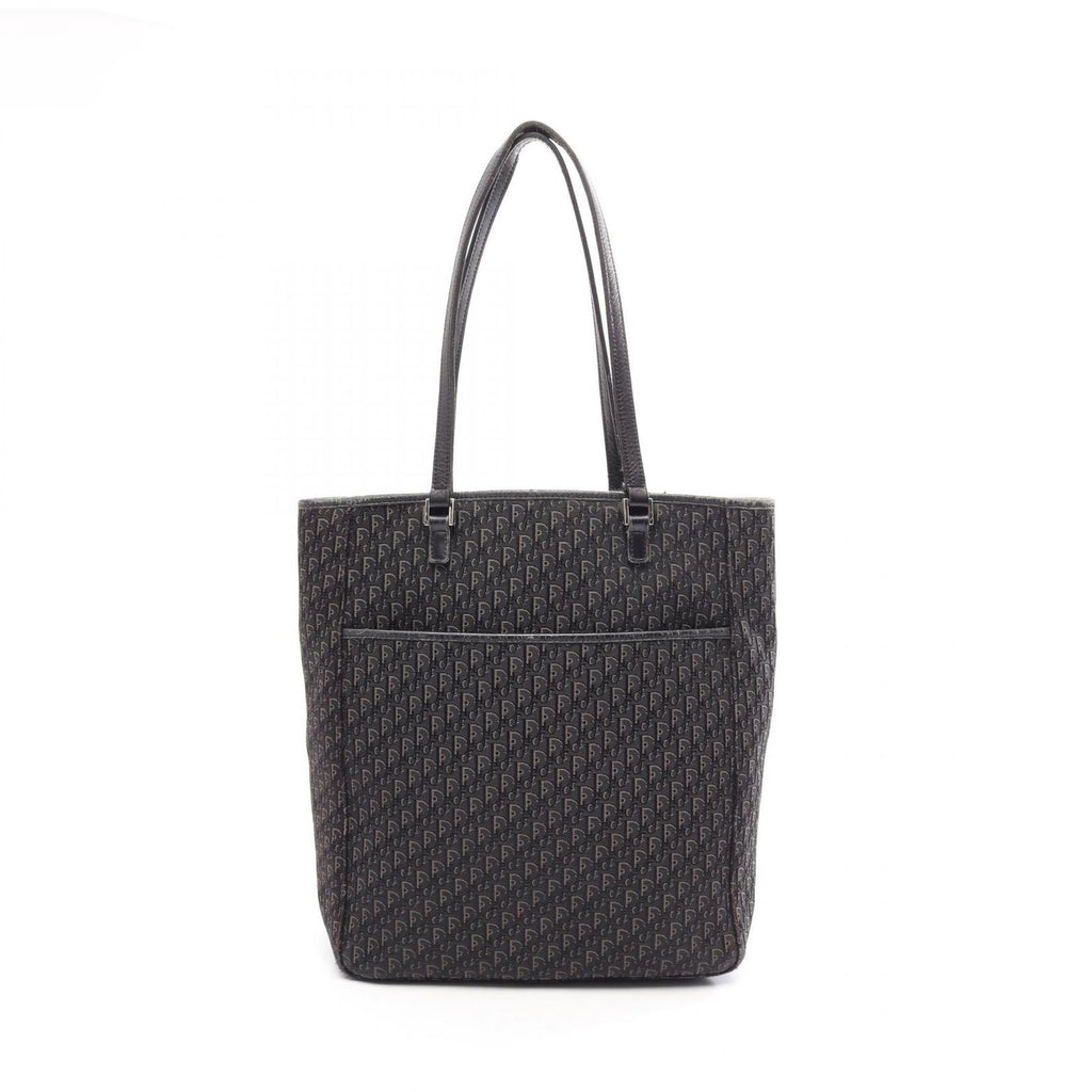 Dior Tote Bag Trotter Canvas Leather Black