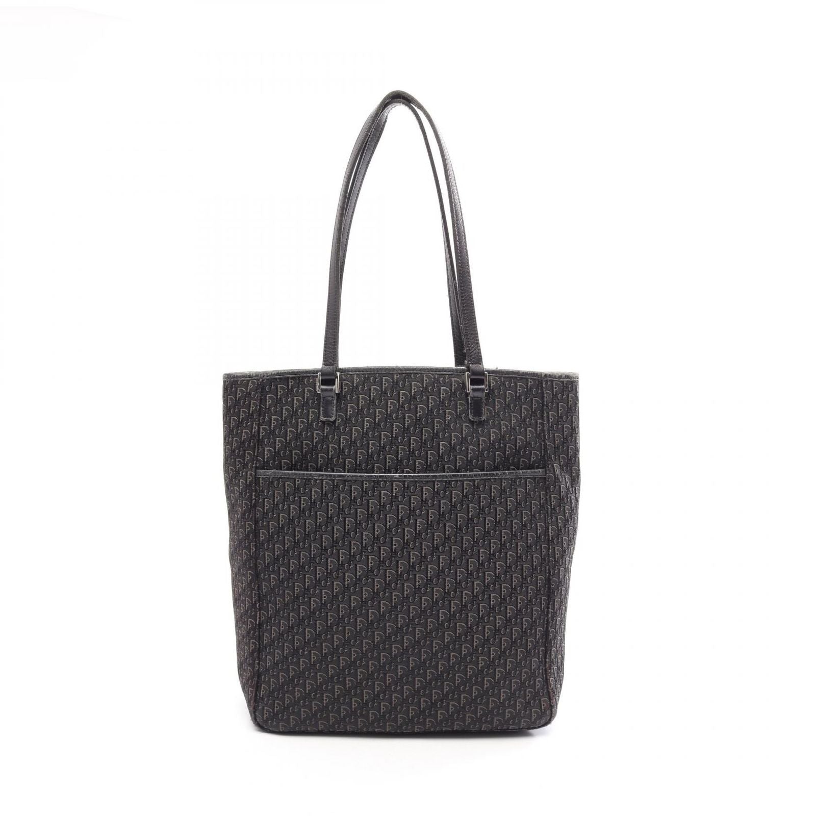 Dior Tote Bag Trotter Canvas Leather Black