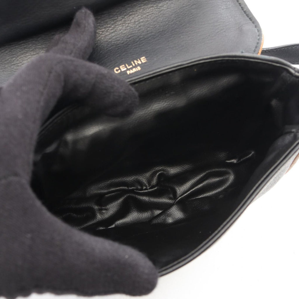 Celine Shoulder Bag Black Leather Pouch — view 3