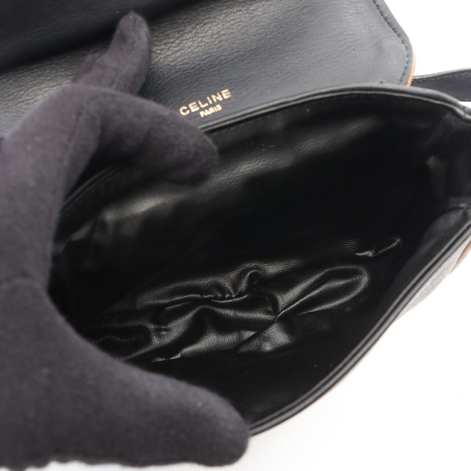 Celine Shoulder Bag Black Leather Pouch — view 3