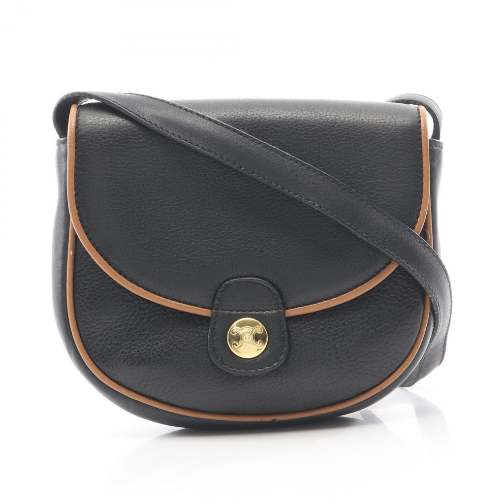 Celine Shoulder Bag Black Leather Pouch