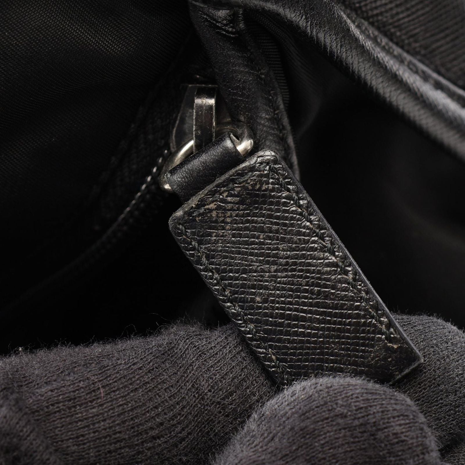 Prada Shoulder Bag Nylon Saffiano Leather — view 8