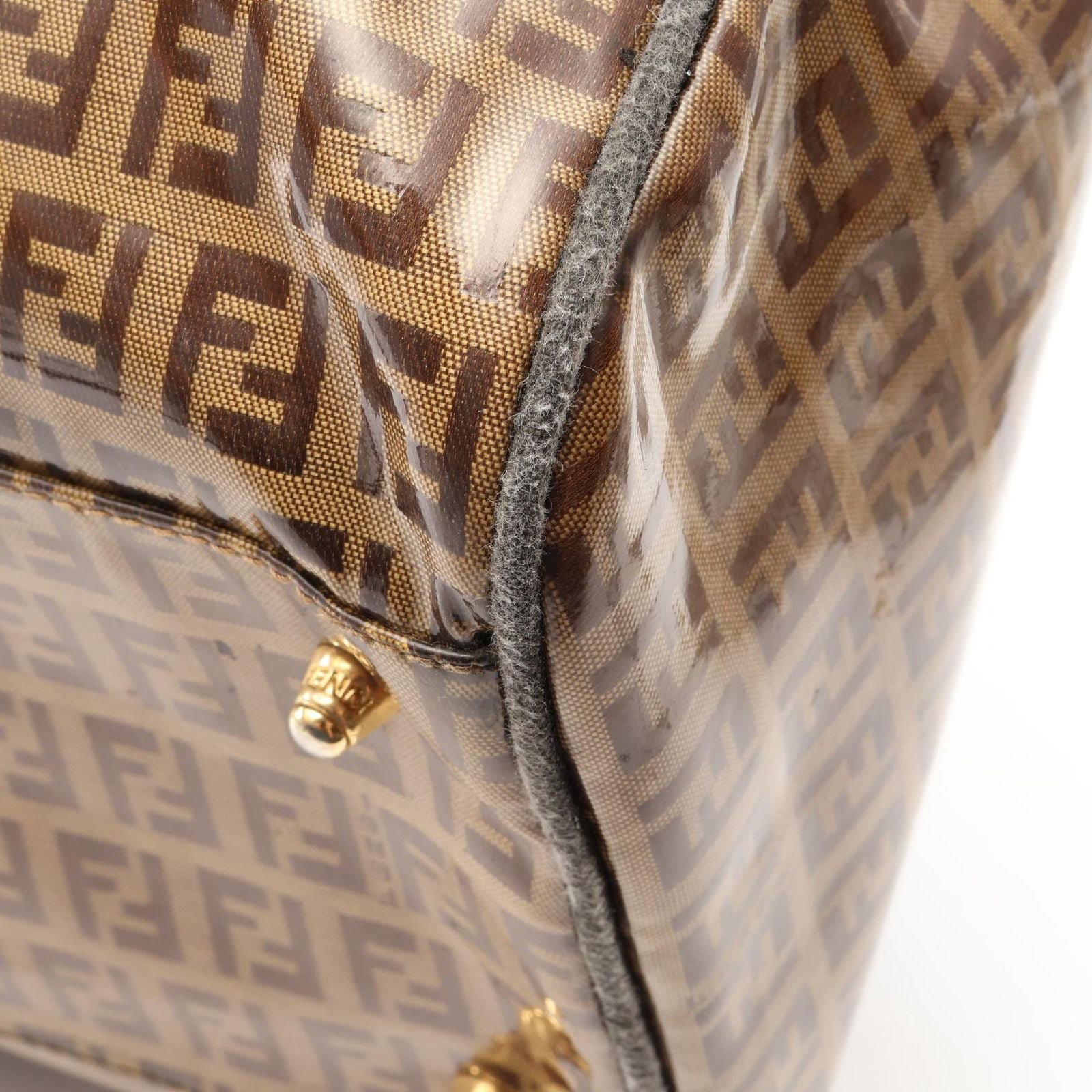 Fendi Boston Bag Zucchino Canvas Leather — view 8