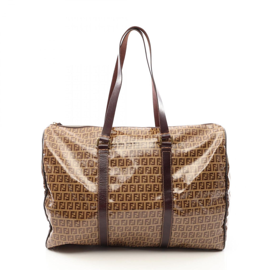 Fendi Boston Bag Zucchino Canvas Leather