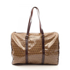 Fendi Boston Bag Zucchino Canvas Leather