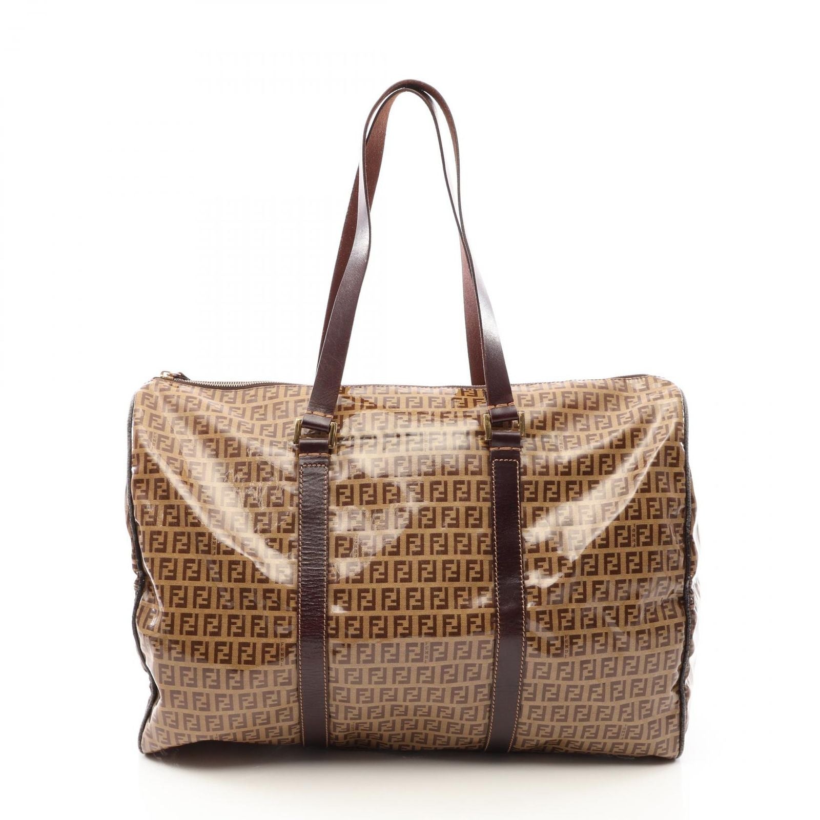Fendi Boston Bag Zucchino Canvas Leather