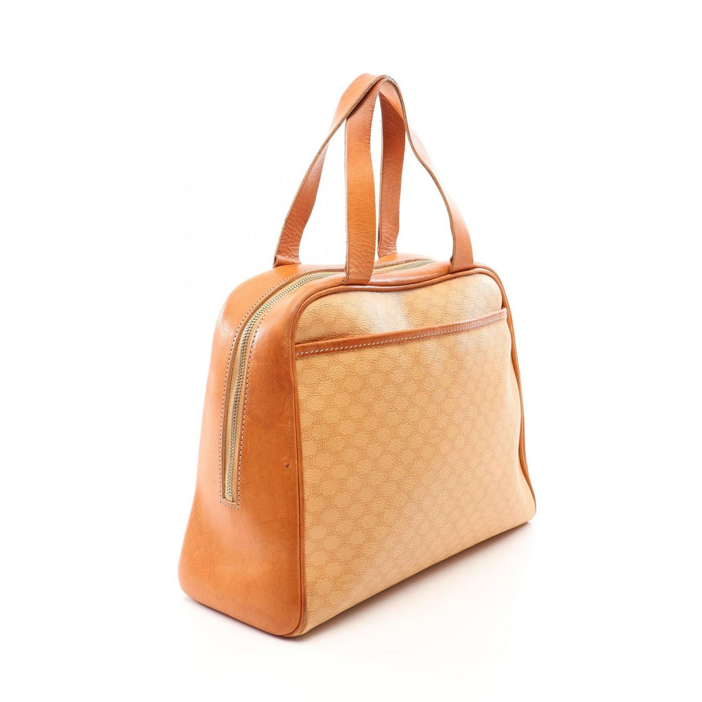 Celine Macadam Embossed Logo Canvas Leather Hand Beige Handbag — view 2