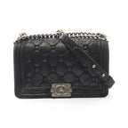 Chanel Shoulder Bag Boy Black Leather Boy Chain