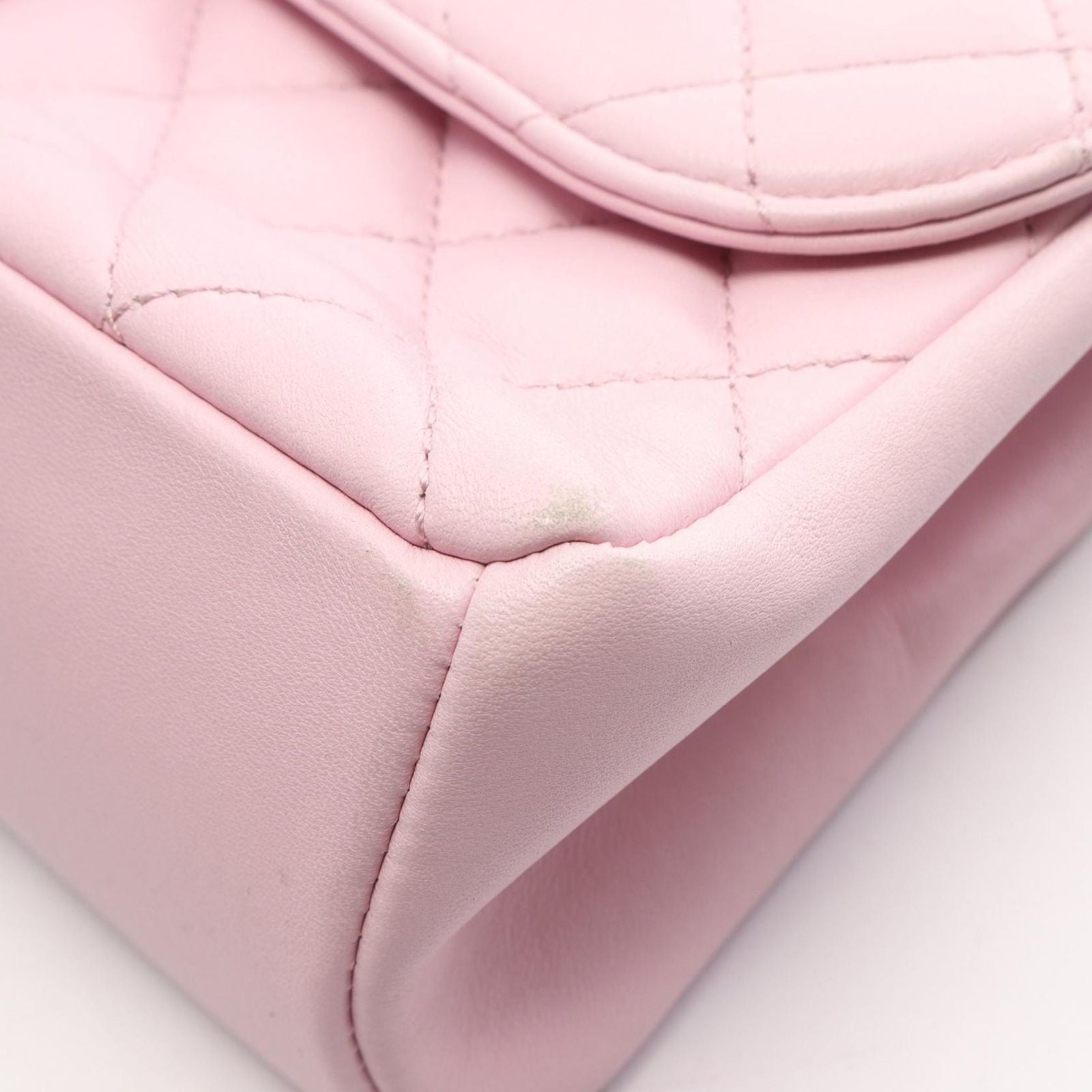 Chanel Shoulder Bag Quilted Single Flap Light Pink Lambskin Chain — view 8