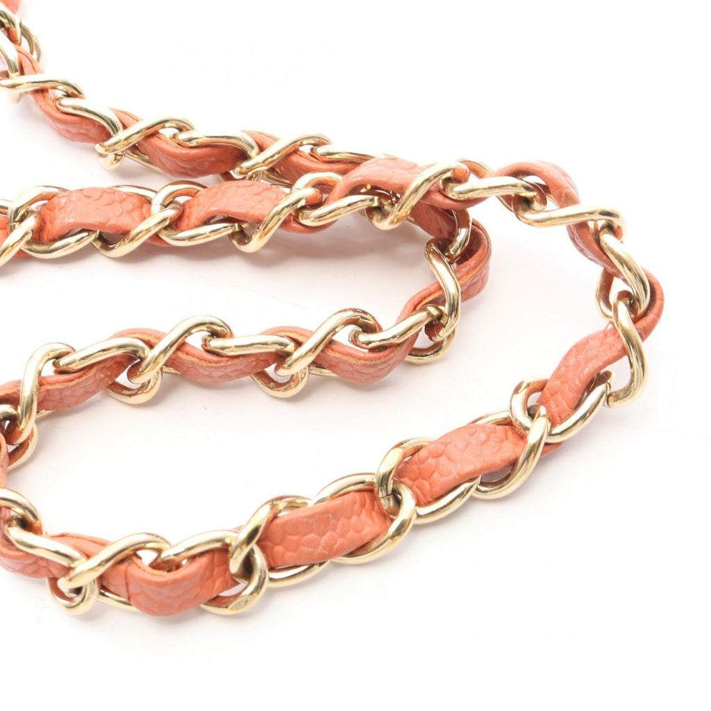 Chanel Shoulder Bag Quilted East Waist Orange Brown Caviar Leather Chain — view 8