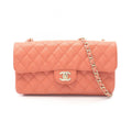 Chanel Shoulder Bag Quilted East Waist Orange Brown Caviar Leather Chain