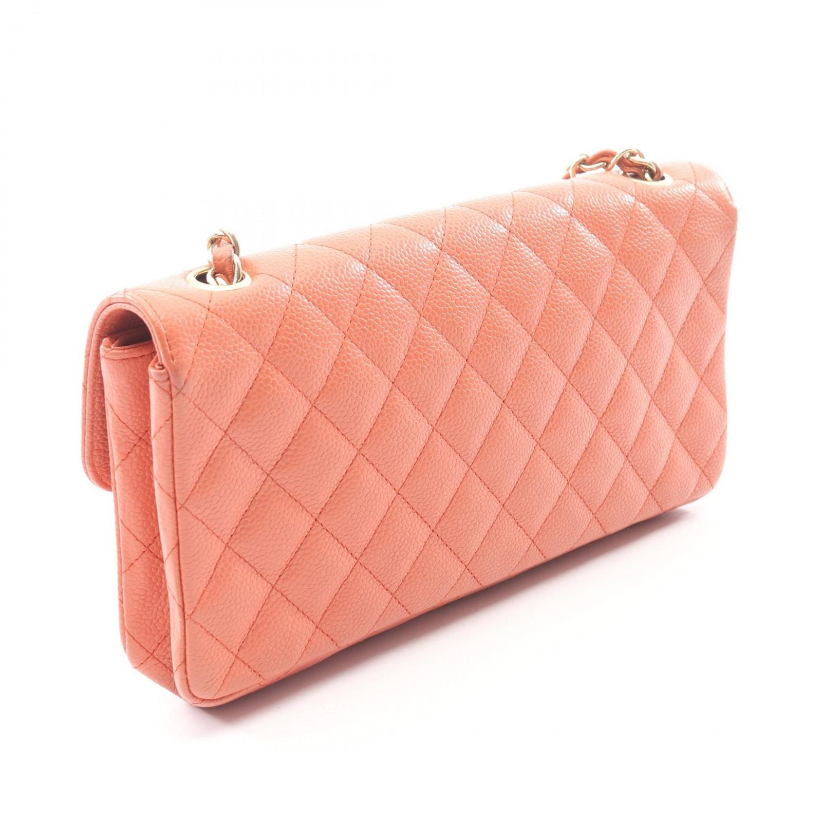 Chanel Shoulder Bag Quilted East Waist Orange Brown Caviar Leather Chain — view 2
