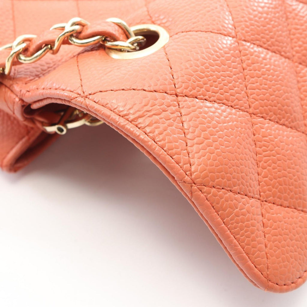 Chanel Shoulder Bag Quilted East Waist Orange Brown Caviar Leather Chain — view 7