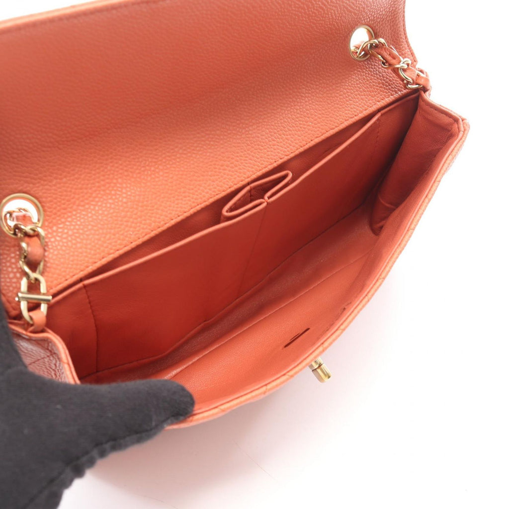Chanel Shoulder Bag Quilted East Waist Orange Brown Caviar Leather Chain — view 3