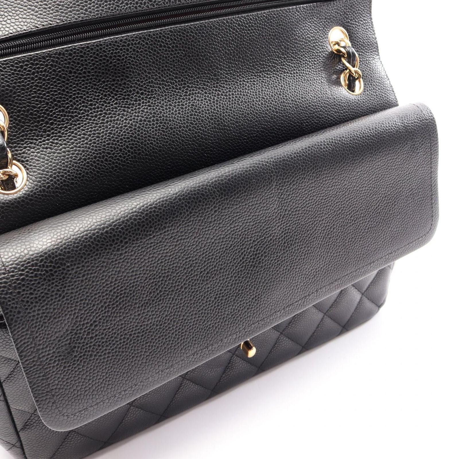 Chanel Shoulder Bag Maxi Quilted 30 Classic Large Double Flap Black Caviar — view 8