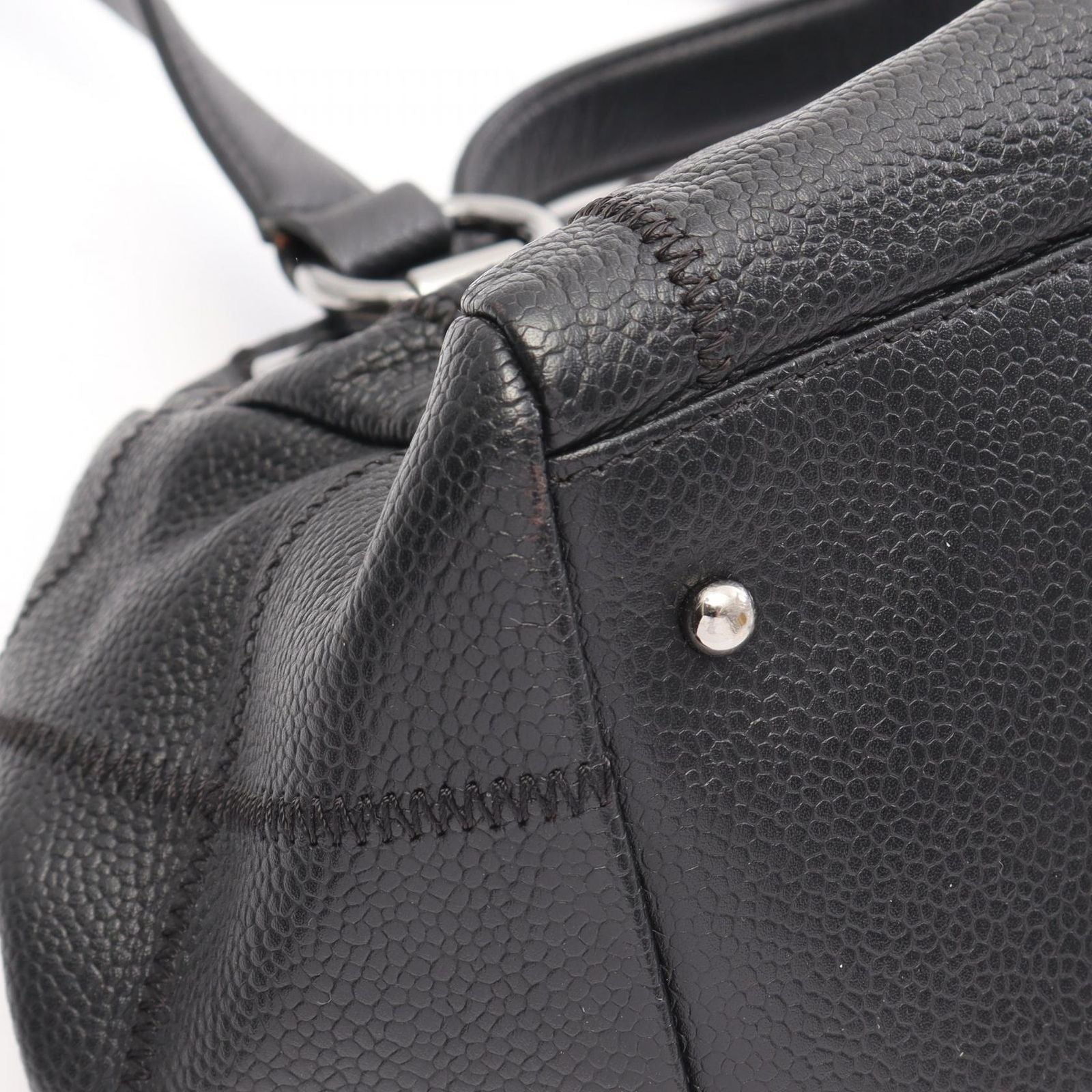 Chanel Tote Bag Choco Bar Black Caviar Leather Mini Bost — view 7