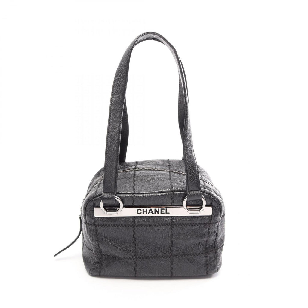 Chanel Tote Bag Choco Bar Black Caviar Leather Mini Bost