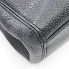 Chanel Logo Embroidery Navy Caviar Leather Chain Tote Bag — view 6