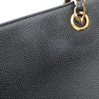 Chanel Logo Embroidery Navy Caviar Leather Chain Tote Bag — view 8