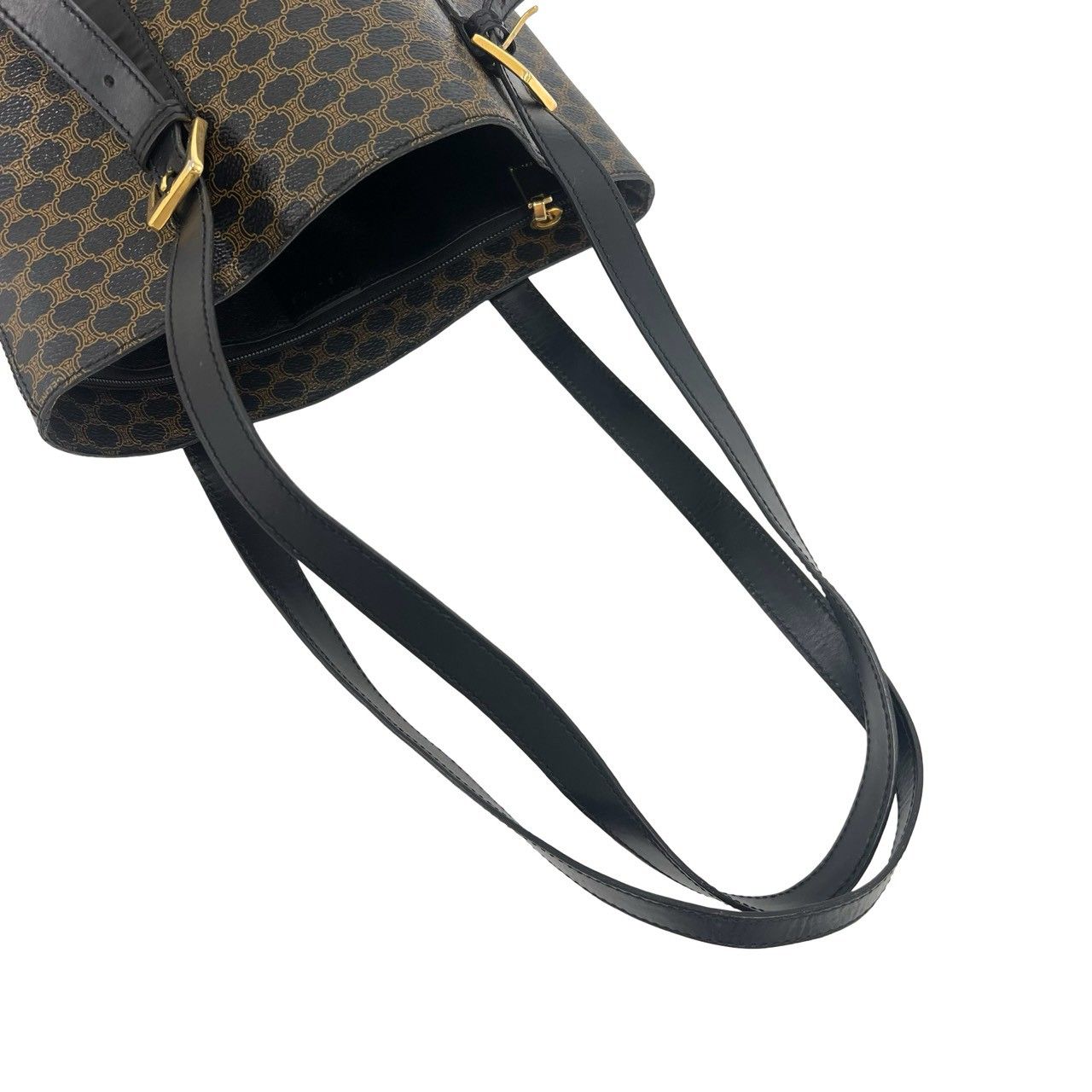 Celine Vintage Macadam Blason Triomphe Pattern Leather Shoulder Bag Tote Brown — view 4