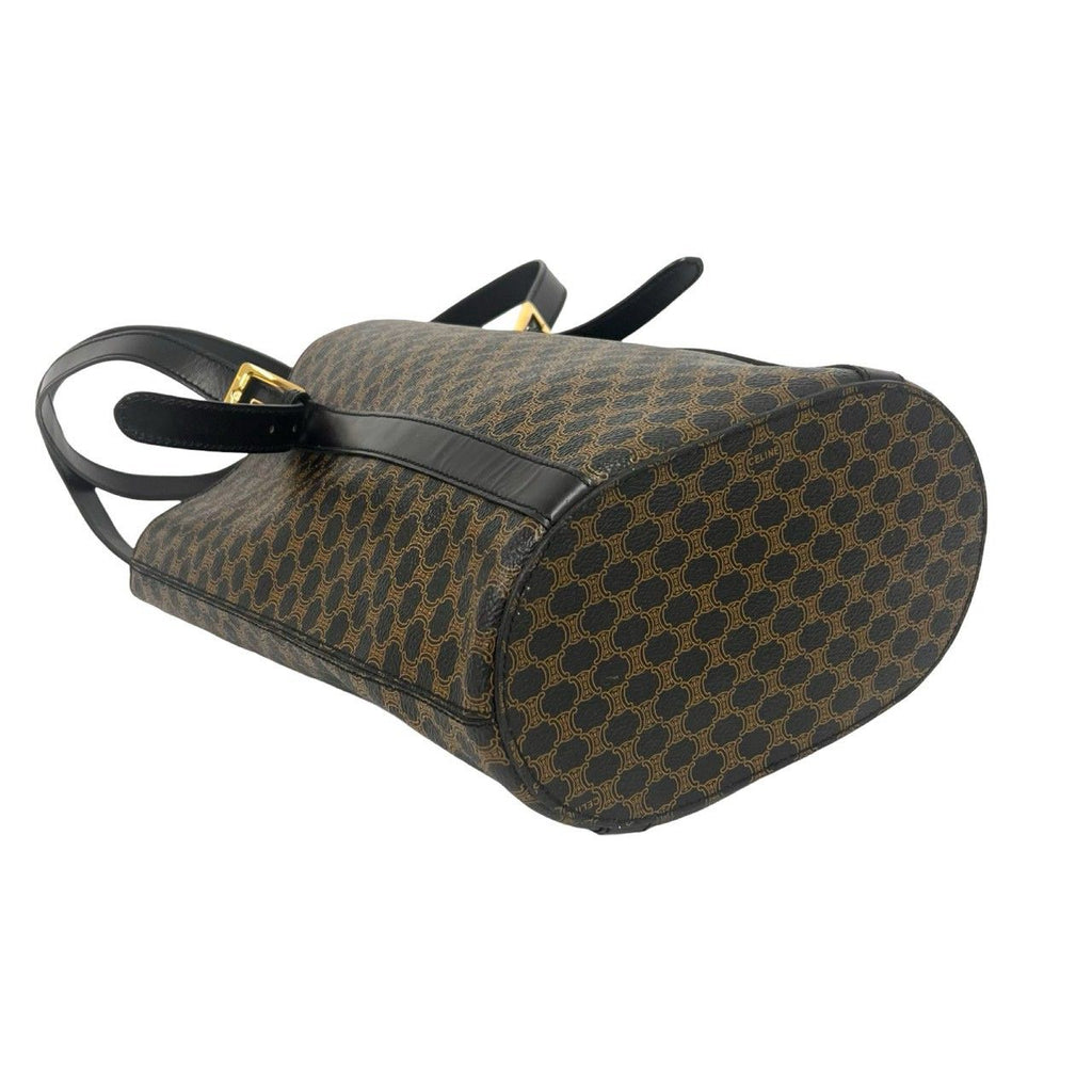 Celine Vintage Macadam Blason Triomphe Pattern Leather Shoulder Bag Tote Brown — view 7