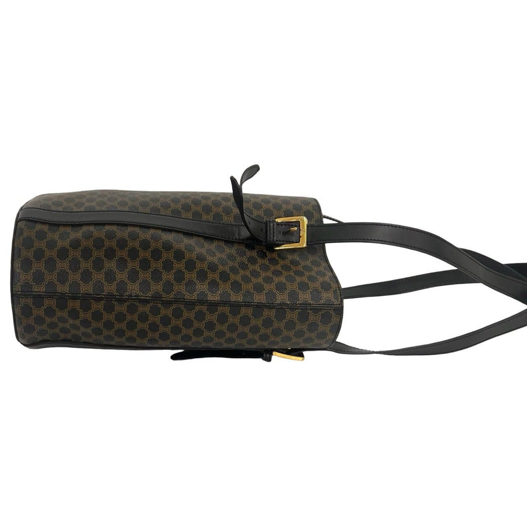 Celine Vintage Macadam Blason Triomphe Pattern Leather Shoulder Bag Tote Brown — view 6